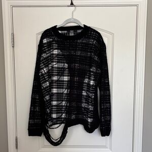 Jaded London Black and White Distressed Sweater